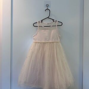 American Princess Ivory Pearl-Accented Tulle Flower Girl Dress